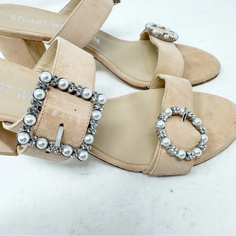 STUART WEITZMAN Pearl Geo Buckle 75 Slide NWOT in Size 8.5 - Picture 2 of 8